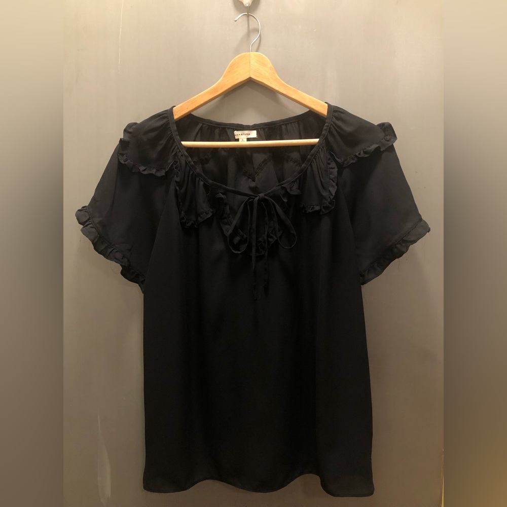 Max Studio Black Short Sleeve Blouse